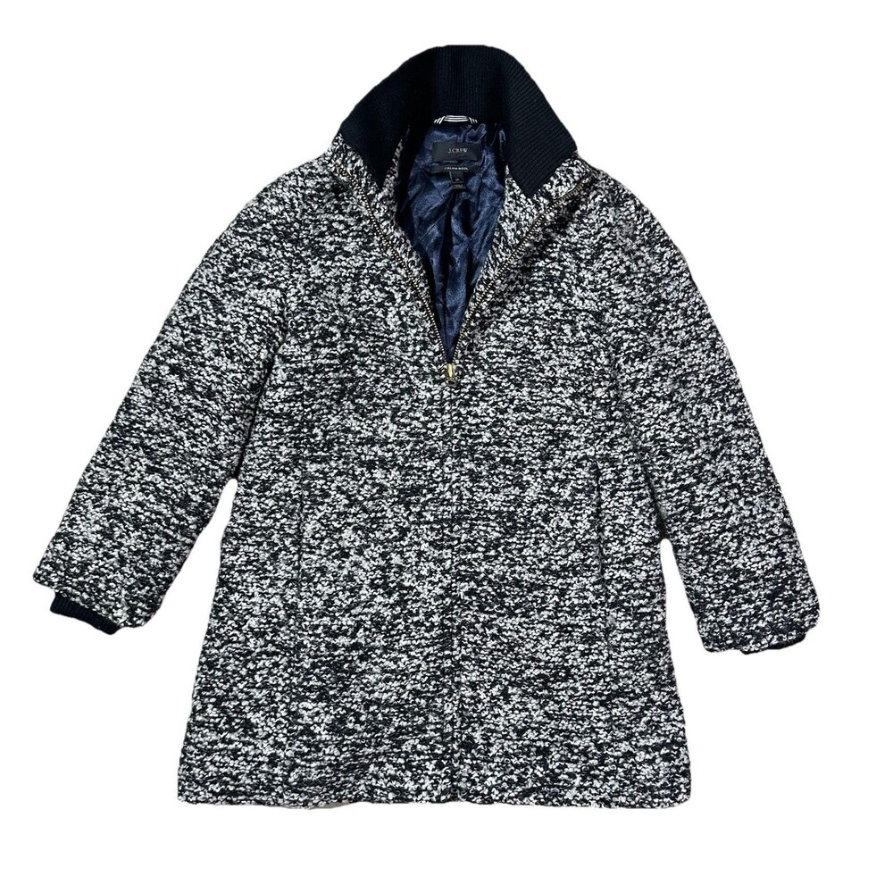 J. Crew Italian Wool Bouclé speckled Lodge Coat Size 2  Petite Minimalist Preppy